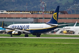 Ryanair plane on Bologna Airport runway